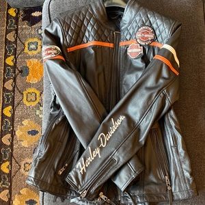 Black Harley Davidson leather motorcycle jacket XL